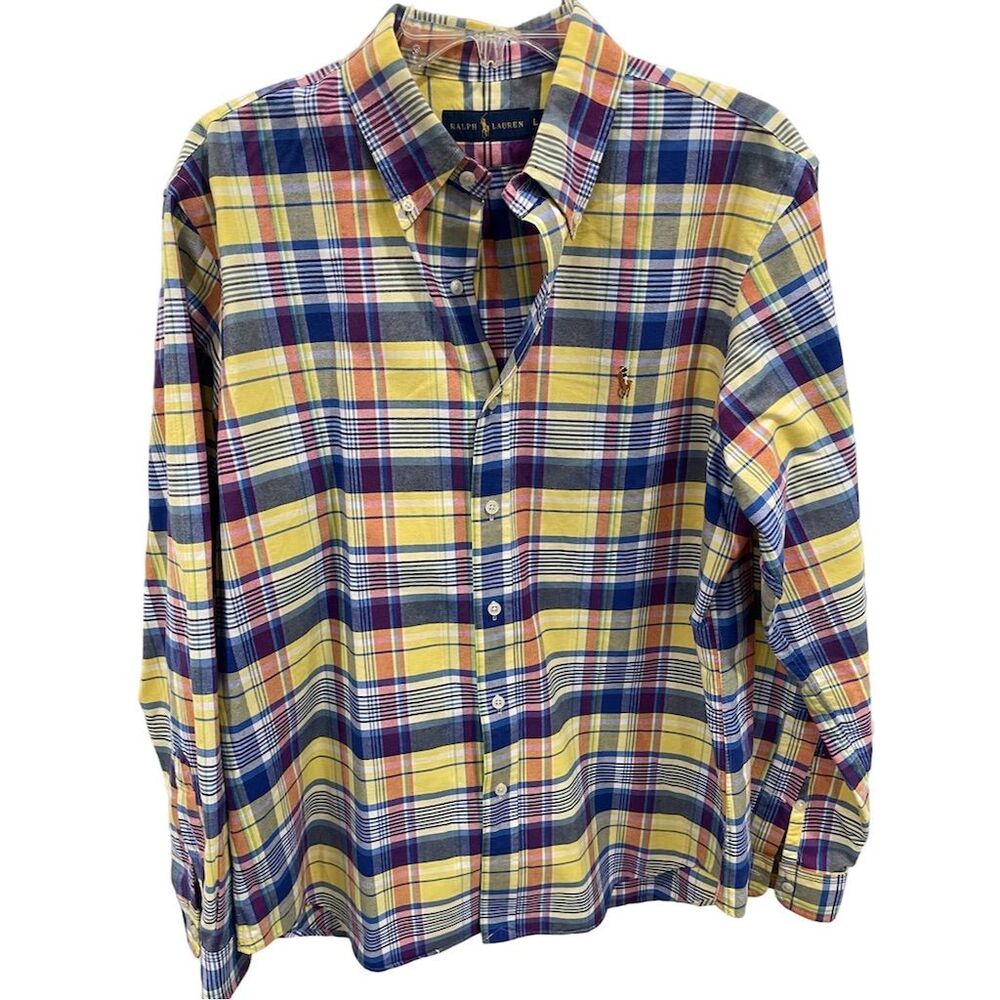 Polo Ralph Lauren Men's Multicolor Plaid Button-Down Shirt Size L Long Sleeve